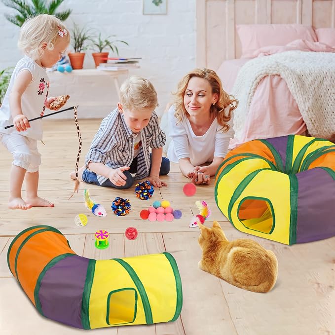 Retro Shaw 33Pcs Cat Toys with Tunnels, Interactive Kitten Toys - Image 9