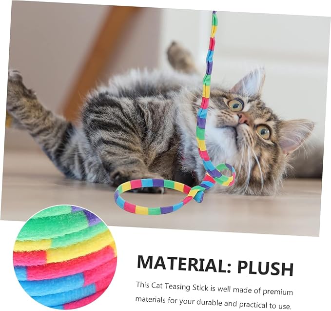 KABASI 3PCS Interactive Cat Rainbow Wand Toys, Colorful Cats String Toy Teaser - Image 6