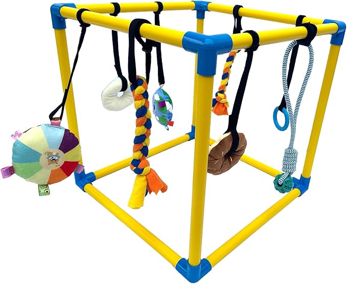 Dewonch Puppy Play Gym with 8 Hanging Toys, Small Dogs Indoor Jungle Gym by DEWONCH