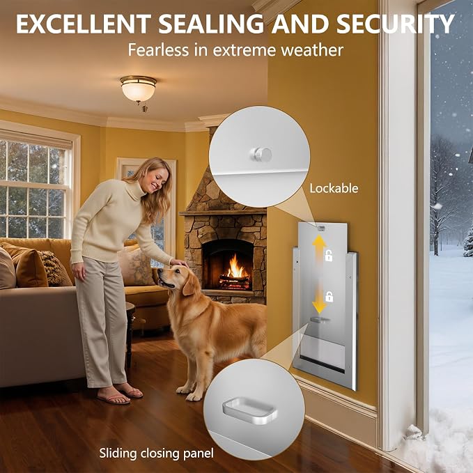 Ownpets Aluminum Dog Door for Wall and Door, Double Flap Energy Efficient - Image 4