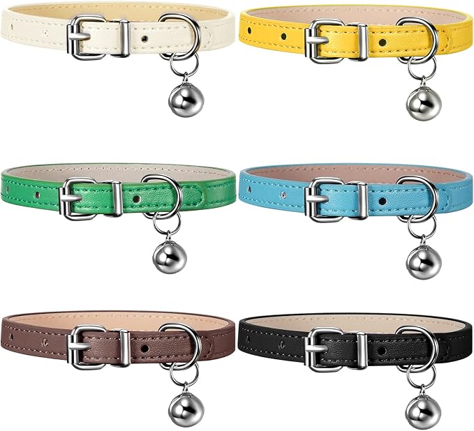 Weewooday 6 Pieces Leather Cat Collar by Weewooday