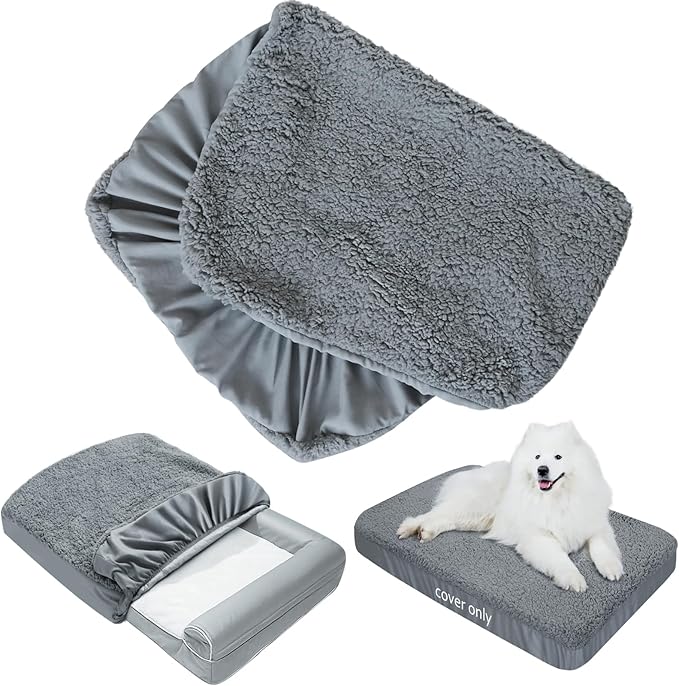Dog Bed Covers Soft Plush Replacement Washable, Waterproof Pet Mattress Bed by Moonsea