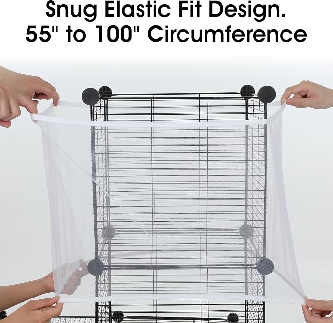 2PCS Bird Cage Seed Catcher, Nylon Adjustable Elastic Bird Cage Net Cover Skirt - Image 6