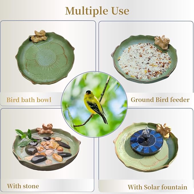 Ceramic Ground Bird Bath Bowl for Outside, BirdBath Bowl Only, Ground Bird - Image 5