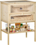PawHut 3-Tier Wooden Hamster Cage with Storage Shelf - GlobalHabitat Supply
