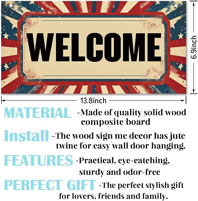 Welcome Sign for Front Door, Welcome Decor Wooden Hanging Sign for Wall Decor - Image 2
