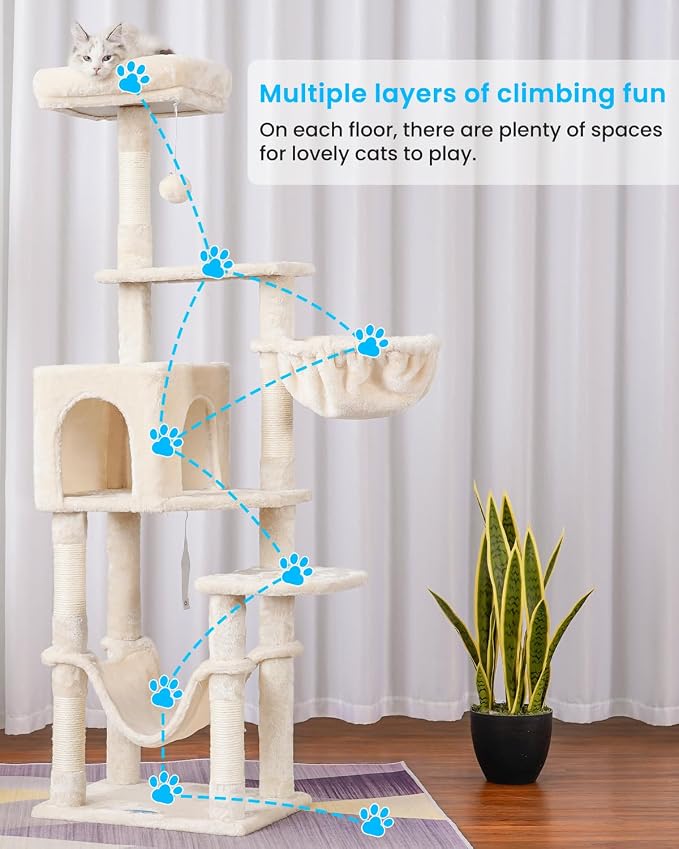 Hey-brother Cat Tree with Large Hammock, Cat Condo with Sisal-Covered - Image 6
