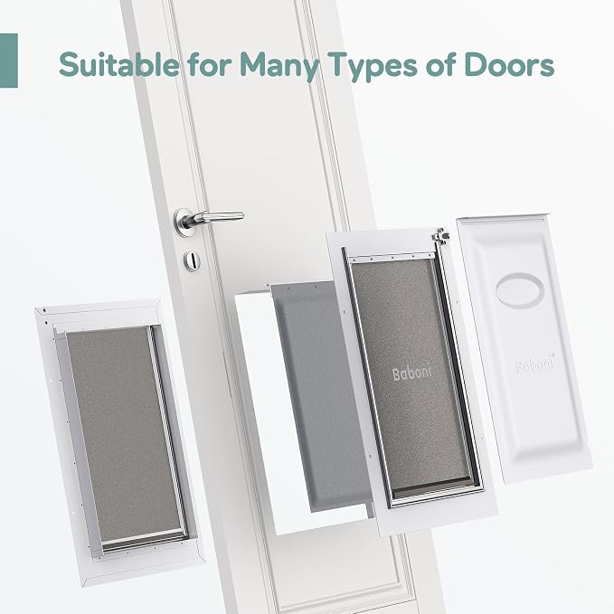 Baboni 3-Flaps Pet Door for Interior and Exterior Doors, Steel Frame and - Image 2