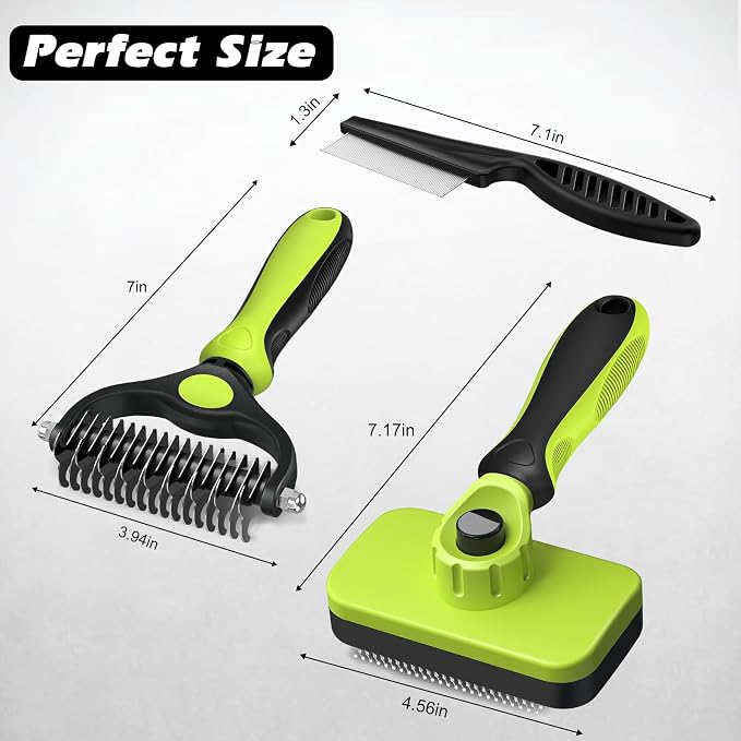 3PCS Self Cleaning Slicker Brush & Pet Grooming Rake & Flea Comb - Image 7