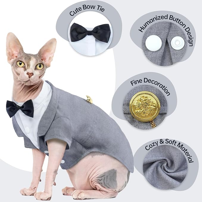 QBLEEV Cat Tuxedo Suit, Cat Halloween Costumes - Image 3