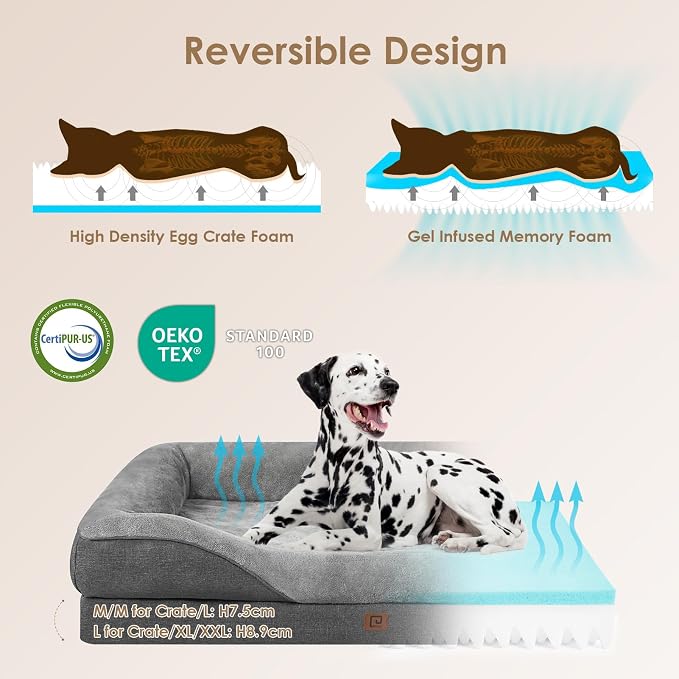 EHEYCIGA Orthopedic Dog Bed for Medium Dog, Waterproof Liner & Washable - Image 2
