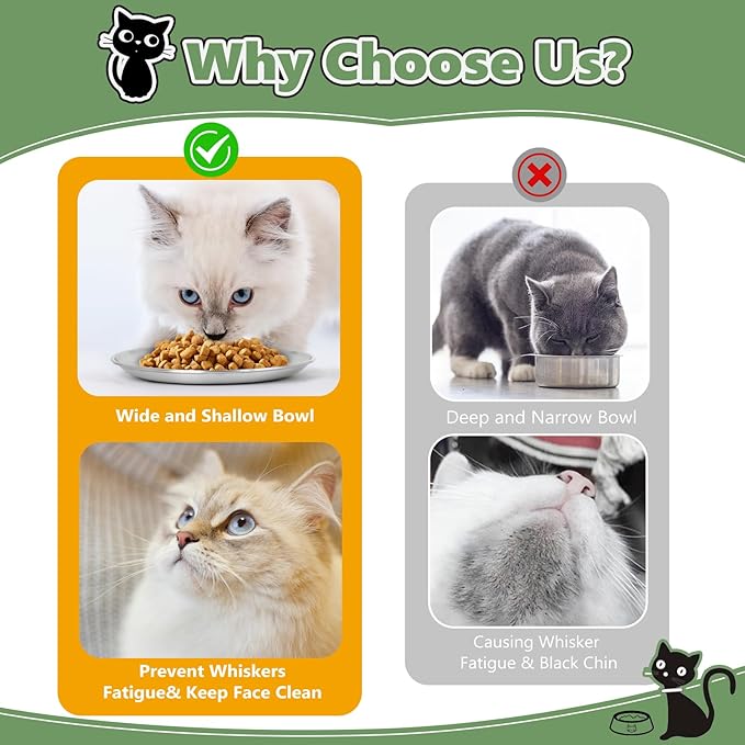 4-Pack Stainless Steel Cat Food Bowls, Shallow Whisker-Friendly Non-Slip - Image 4