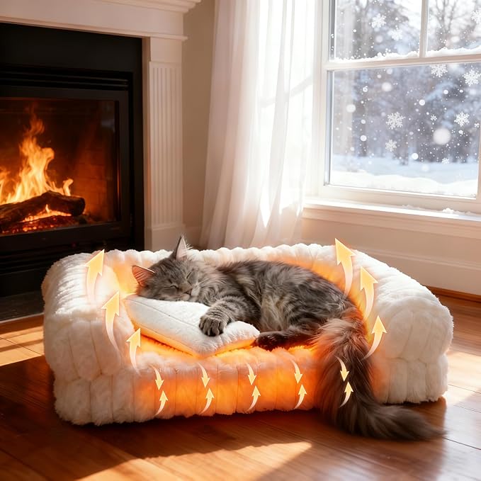 Cat Bed, Cat Beds for Indoor Cats, Winter Self Warming Pet Sofa Bed, Washable - Image 6