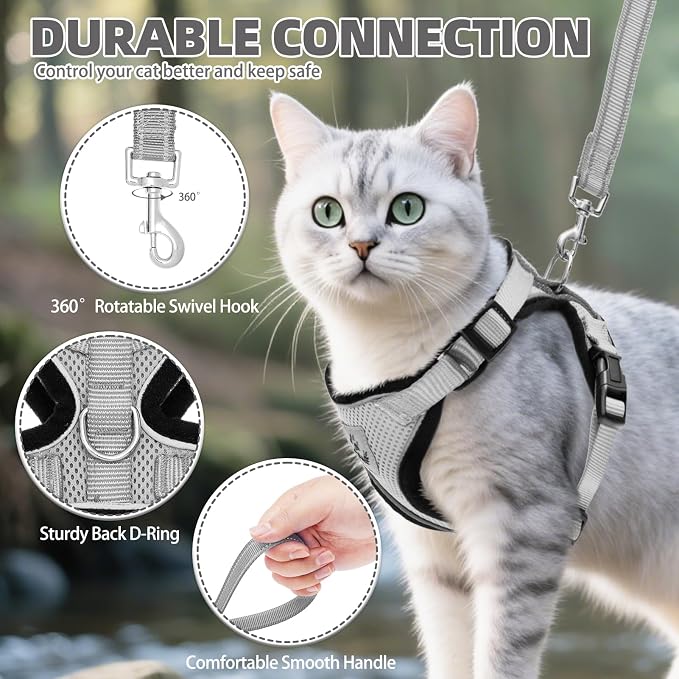 PUPTECK Cat Harness and Leash Set Escape Proof Reflective Cat Walking Harness - Image 5
