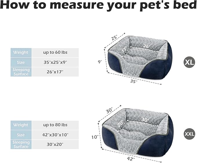 INVENHO X-Large Dog Bed Rectangle Washable Orthopedic Soft Calming Sleeping - Image 3