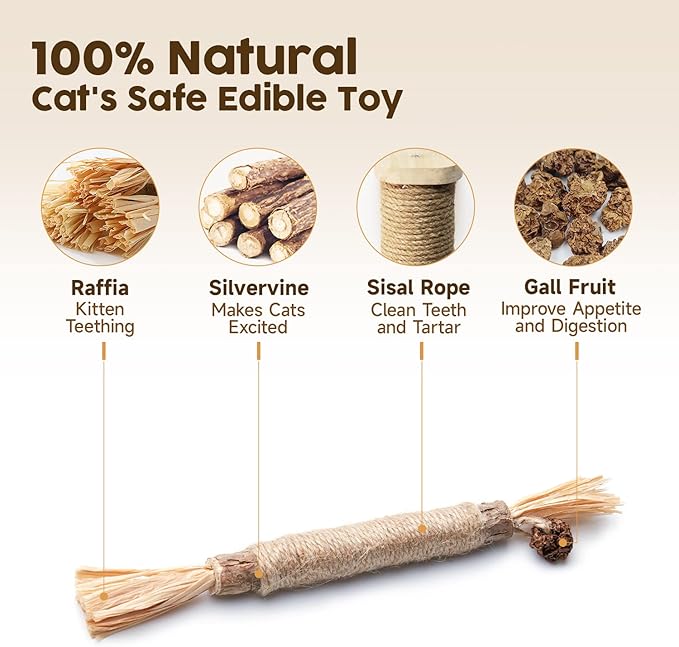 Potaroma 6 Pcs Natural Silvervine Sticks Cat Toys, Catmint Silvervine Blend - Image 2