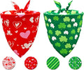 Valentine's & St. Patrick's Day Dog Bandana Set 2PCS-XLarge, Holiday Party by CozyHaus