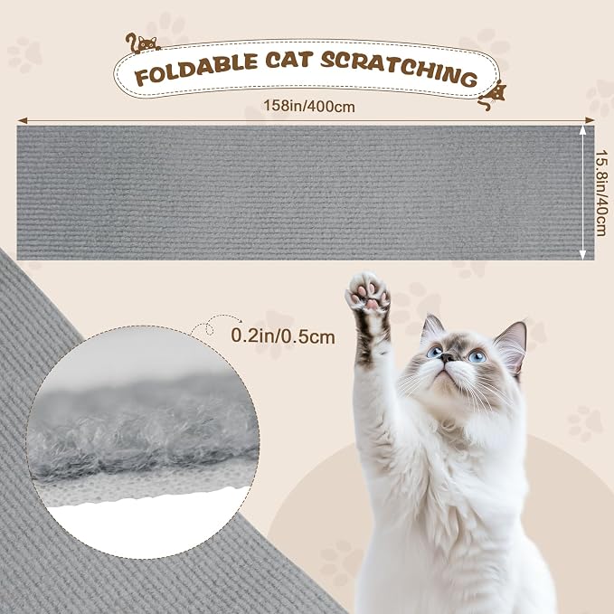 Eunice Cat Scratching Mat, Self-Adhesive Cat Scratch Carpet, Trimmable - Image 2