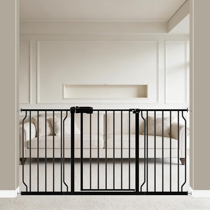 WAOWAO Baby Gate 57.48-62.20" Extra Wide Pressure Mounted Walk Through Swing by WAOWAOBABYSAFETYPRODUCTS