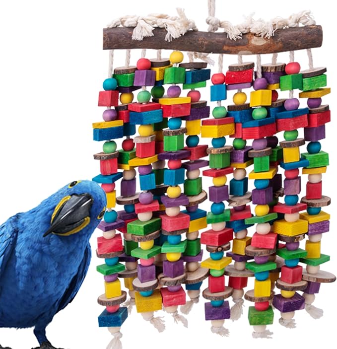Deloky Extra Large Bird Parrot Chewing Toy-Multicolored Natural Wooden Blocks - Image 6