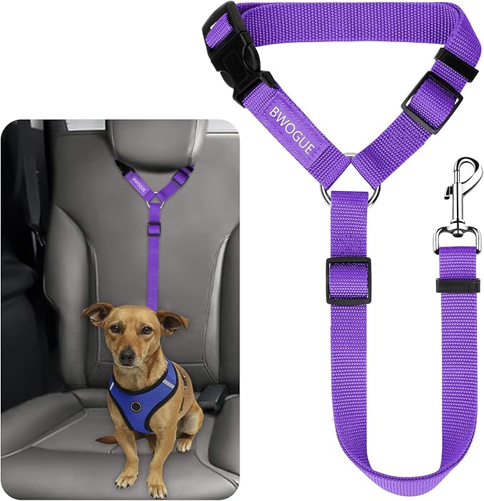 BWOGUE Pet Dog Cat Seat Belts, Car Headrest Restraint Adjustable Safety Leads by BWOGUEPetHome