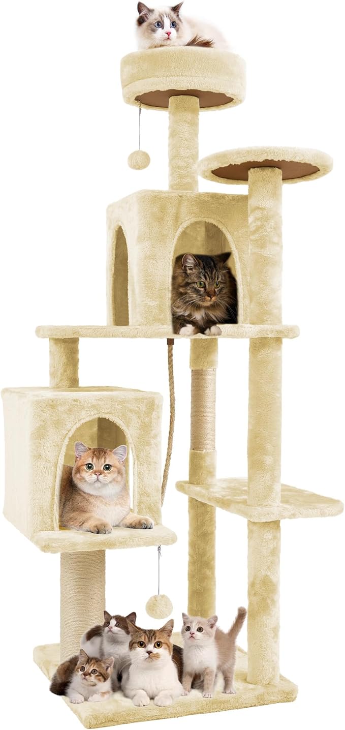 58.5inch Large Cat Tree Tower Condo by TSCOMON