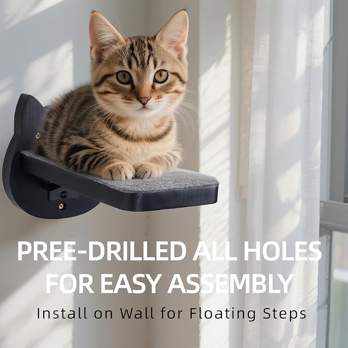 ESPETS Black Painted Solid Wood Cat Wall Climbing Steps Set of 3 - Image 6