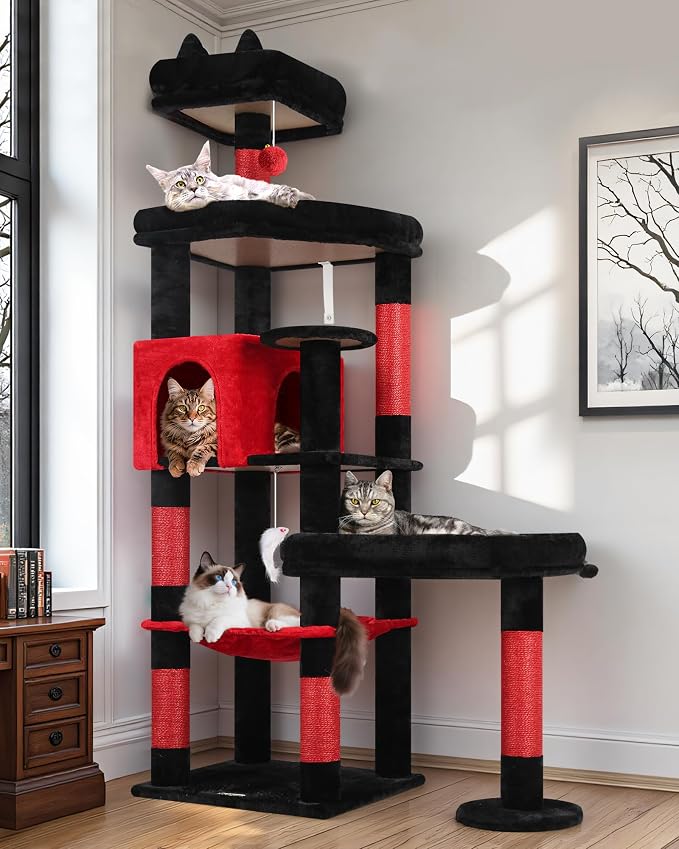 Globlazer Extra Large Platform Gothic Cat Tree, 65in Tall Sturdy Goth Cat Tower by Globlazer