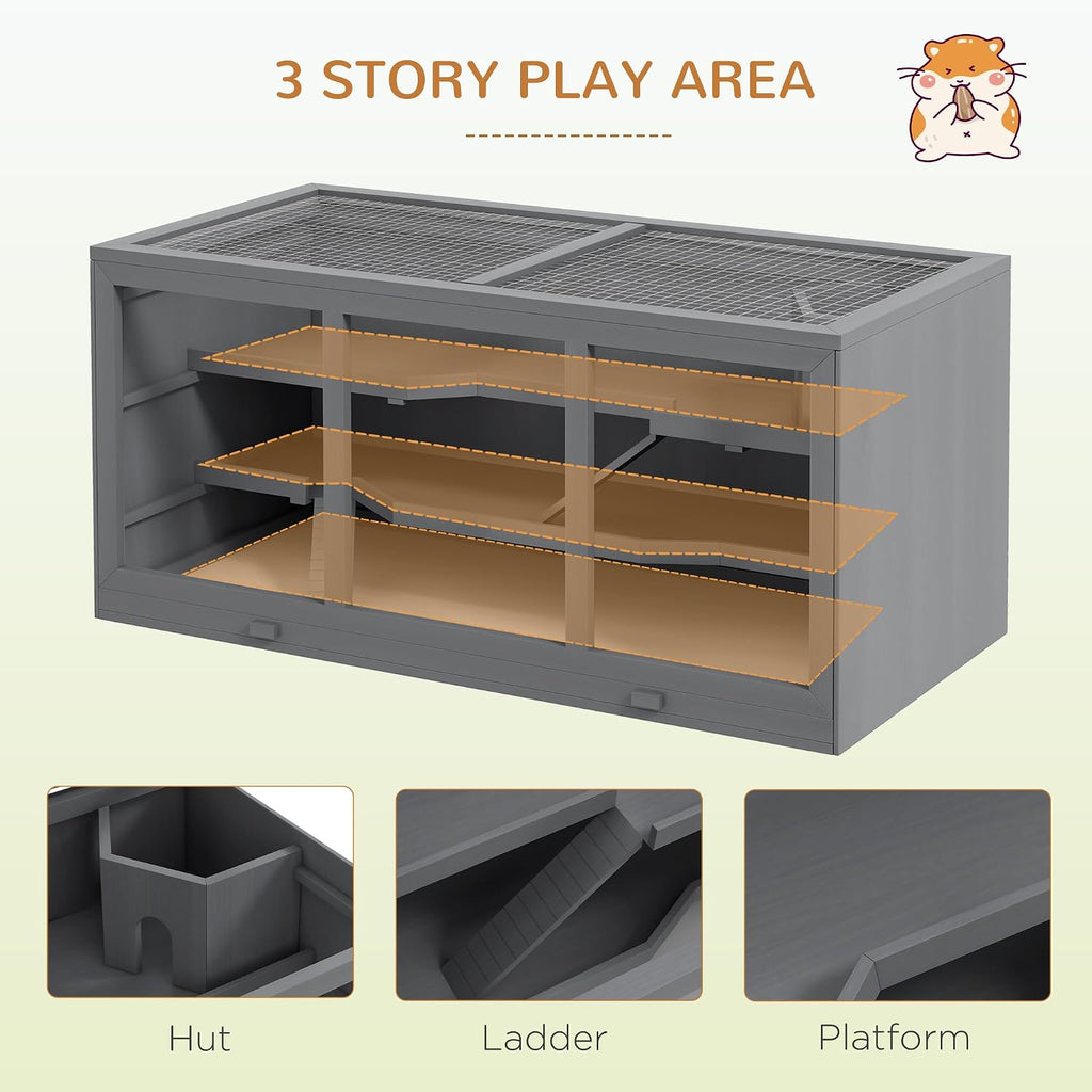 Natural Wood Small Animal Habitat with Multiple Levels - GlobalHabitat Supply