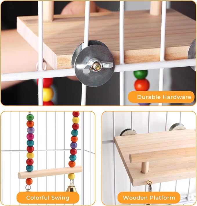 Natural Wood Bird Perch Swing - Image 4