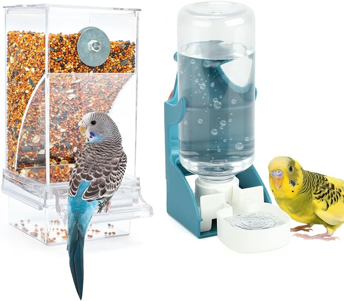 Rypet No Mess Bird Water Feeder Dispenser Set Automatic Bird Feeder Transparent by RYPET