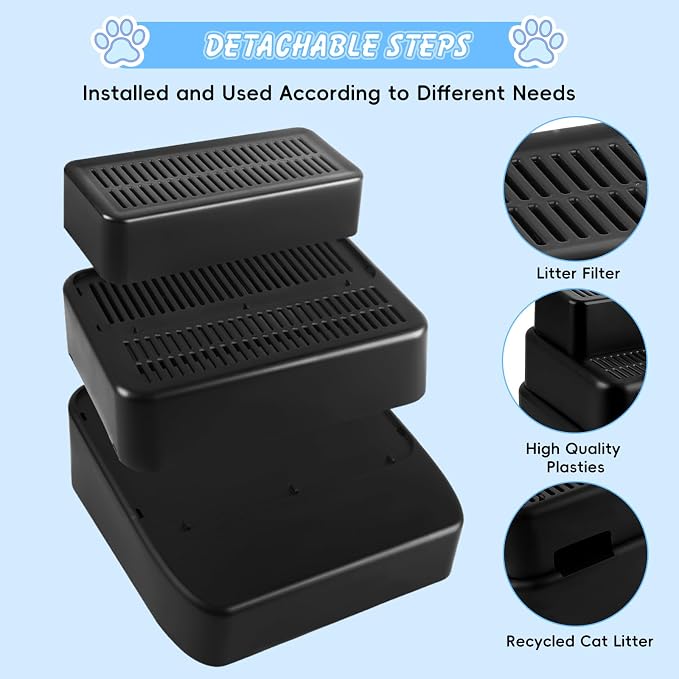 Adjustable 3 Steps Litter Box Ramp, Litter Box Step - Image 3