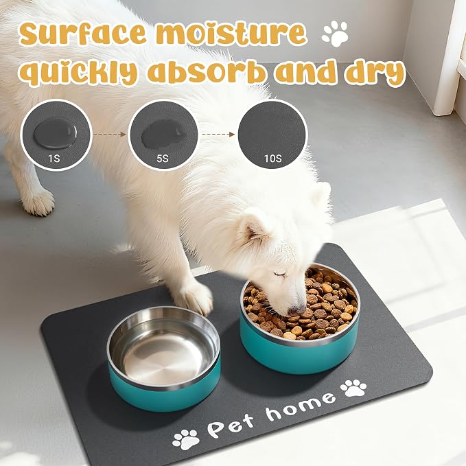 Dog Food Mat, Diatom Ooze Cat Water Mats Non Slip - Image 3