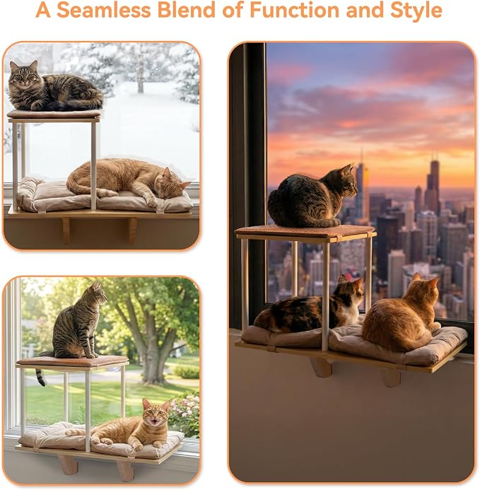 PETSFIT Cat Window Perch, Dual-Level Hammock - Image 8