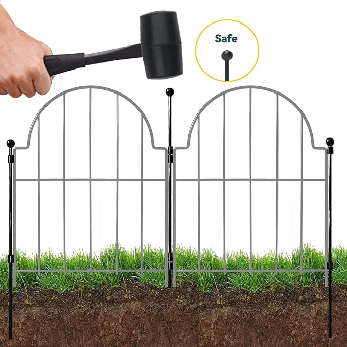 Garden Fence, 17in x 27.5 ft Arched Rustproof Metal No Dig Fence Garden Fence - Image 2