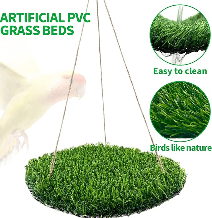 FlidRunest Large Bird Foraging Mat Toys, Natural Bird Grass Hammock Swing Toy - Image 5