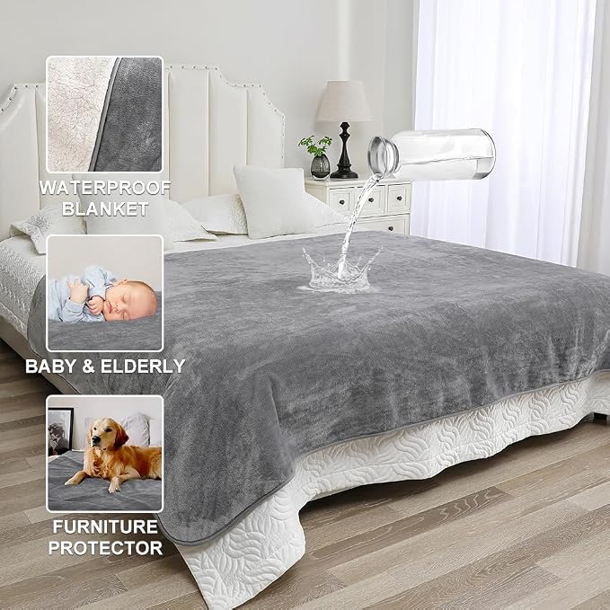 Waterproof Blanket for Pets – Ideal for Couch & Bed Splash Proof Sherpa Throw - Image 3
