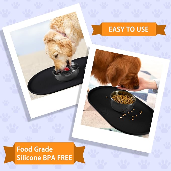100% Waterproof 1.0" Raised Edge BPA Free Silicone Dog Food Mat, Pet Cat - Image 7