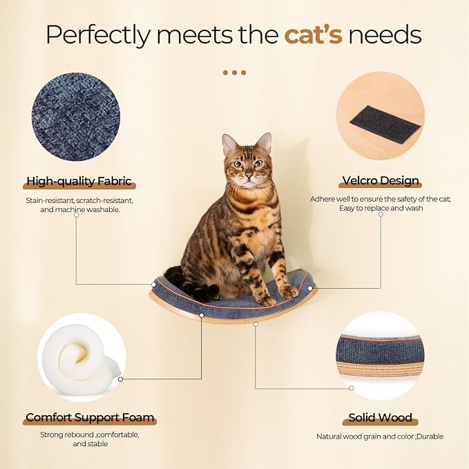 Cat Wall Shelves for Cat Wall Steps, Wooden Floating Modern Mounted Space - Image 3