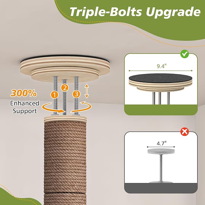 Floor to Ceiling Cat Tree, 5 Tier Cat Tower Adjustable Height, Tall Climbing - Image 7