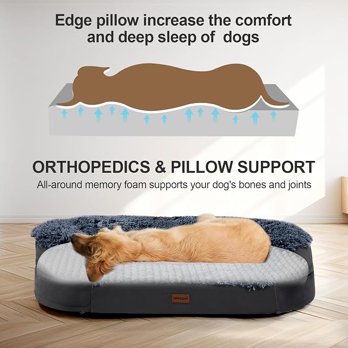 Black Orthopedic Dog Beds for Extra Large Dogs, Removable Washable Cover - Image 5