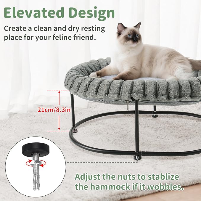 Sunhoo Elevated Cat Bed for Indoor Cats Raised Kitten Hammock Large High Puppy - Image 2