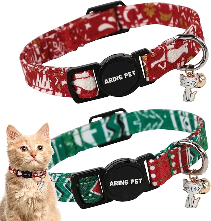 ARING PET 2 Pack Christmas Cat Collars-Cute Cat Collar Breakaway by ARINGPET