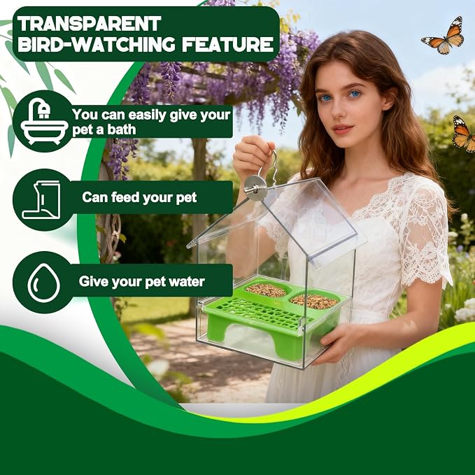 Pull-Out External Parrot Feeder, No Mess Bird Feeder, Decorative Transparent - Image 4