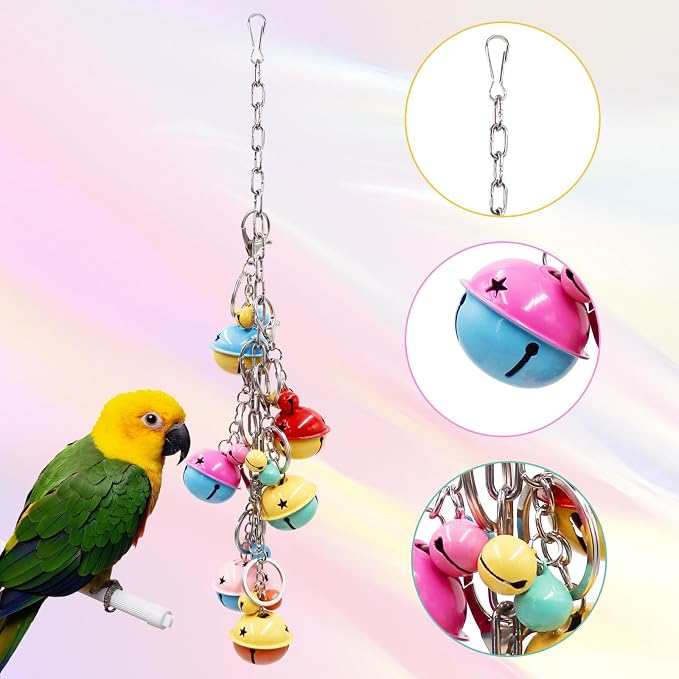 Oooct Bird Swing Bells Toys, Colorful Parrot Metal Bells, Hanging Bird Chewing - Image 4