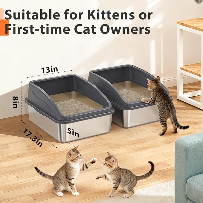 2 Pack Stainless Steel Litter Box - Image 2