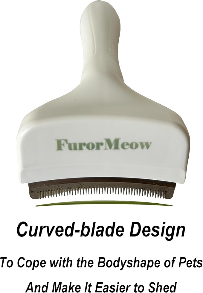 Pet Deshedding Tool with Curve Blade, Cat Grooming Brush, Tight V-shaped Teeth - Image 2