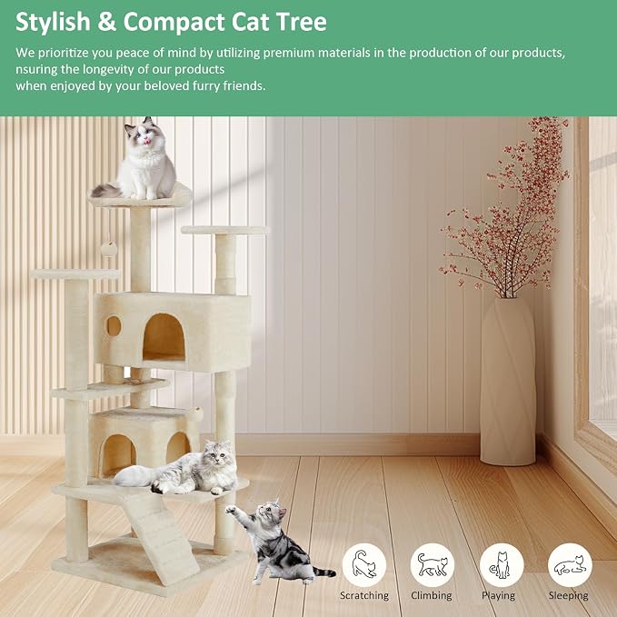 Cat Tree Tower, 54-Inch Cat Tree - Image 2