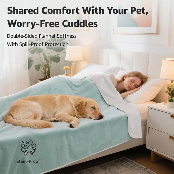 LOOBANI Waterproof Blanket for Bed: Reversible Soft Flannel Queen Bed Blanket - Image 2
