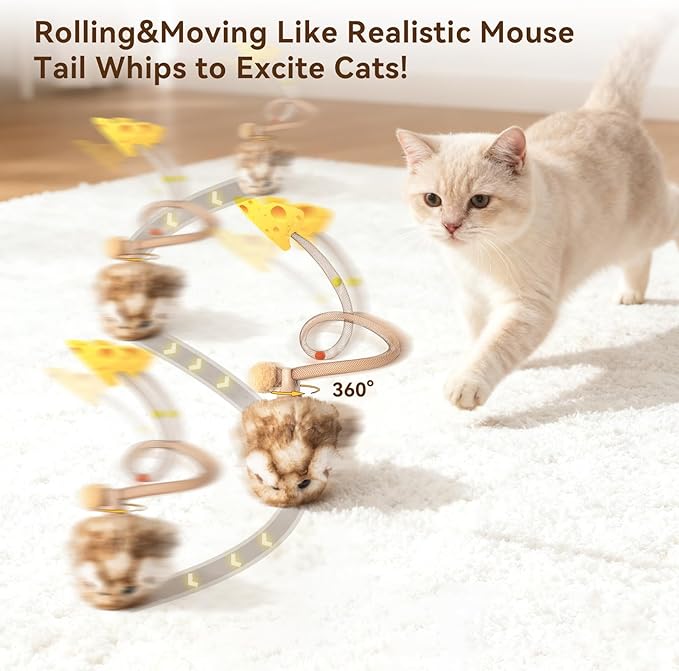 Migipaws Interactive MigiMouse Cat Toy 360° Rolling & Spin - Image 2